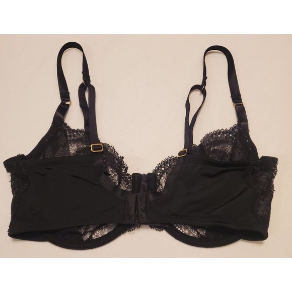 Natori 34DD Black Lace Demi Cup Sexy Bra Lingerie - Picture 2 of 5